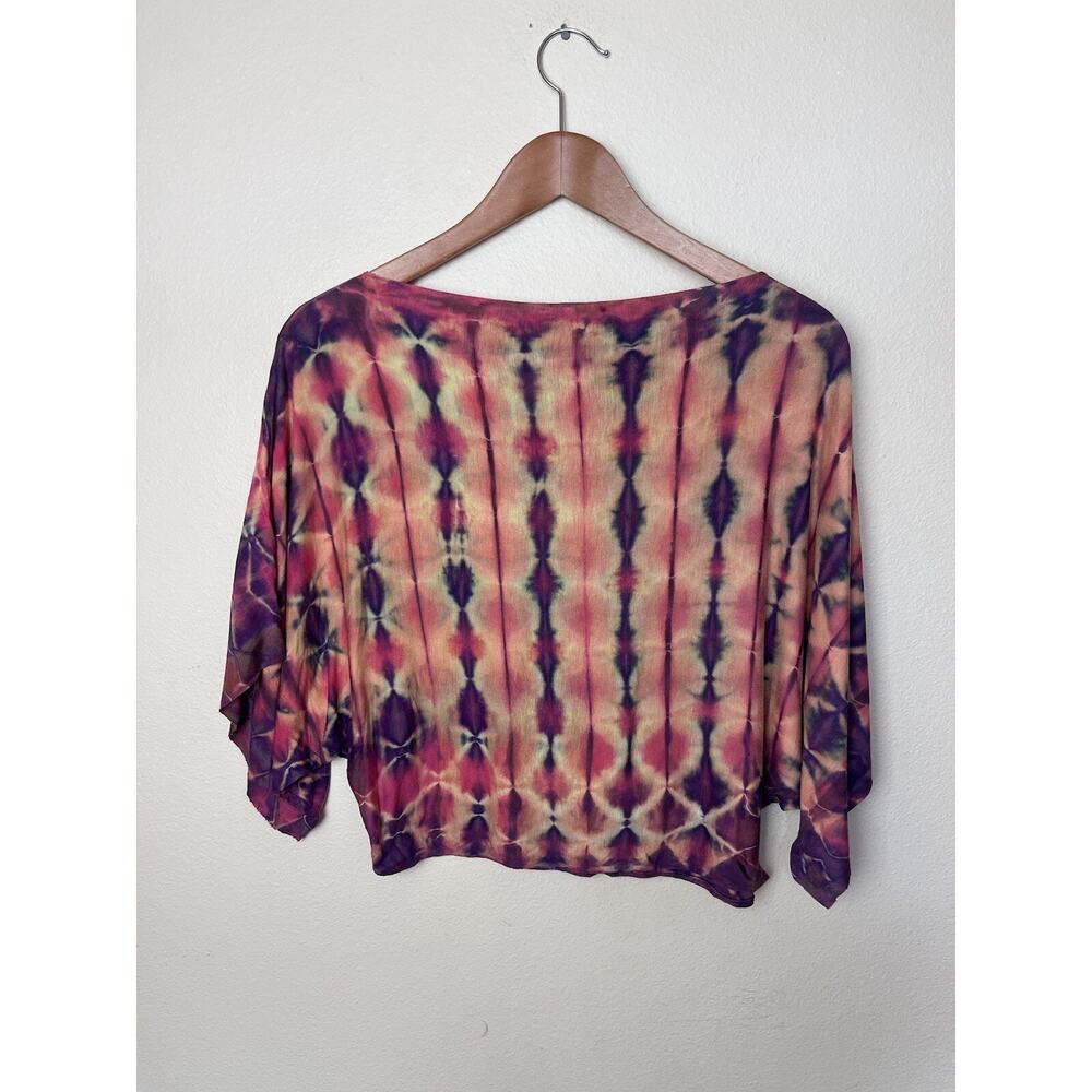 Brightly Twisted Tie Dye Kimono Sleeve Top Size XS Red Orange Casual Boho Retro - Picture 3 of 6